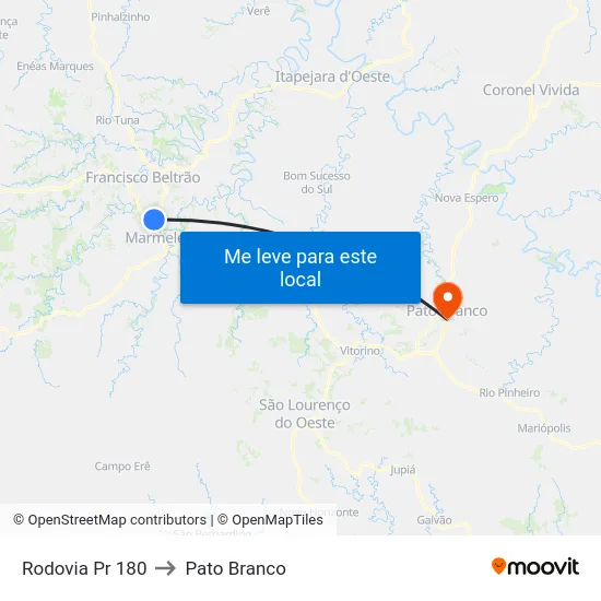 Rodovia Pr 180 to Pato Branco map
