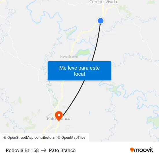 Rodovia Br 158 to Pato Branco map
