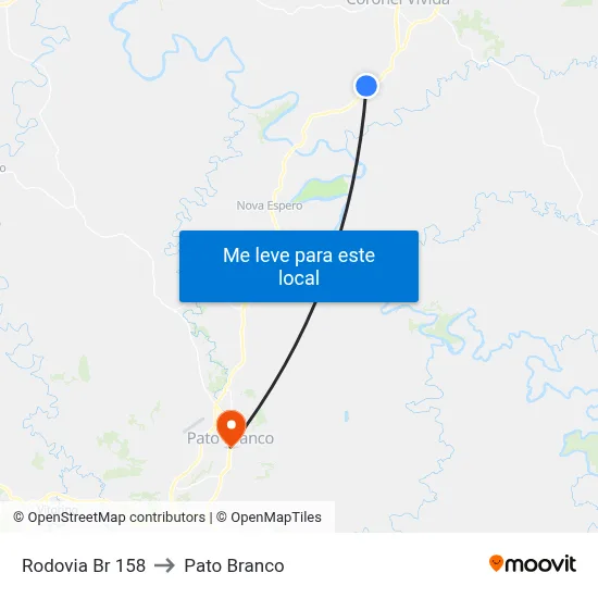 Rodovia Br 158 to Pato Branco map