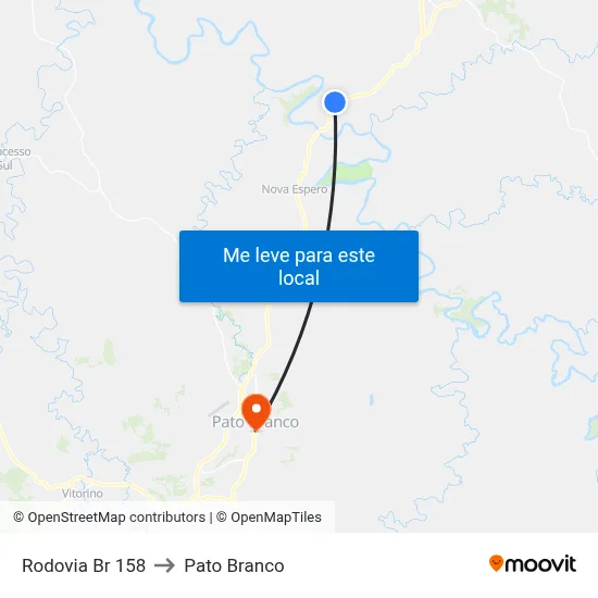 Rodovia Br 158 to Pato Branco map