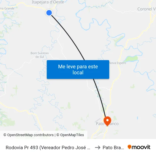 Rodovia Pr 493 (Vereador Pedro José Da Silva) to Pato Branco map