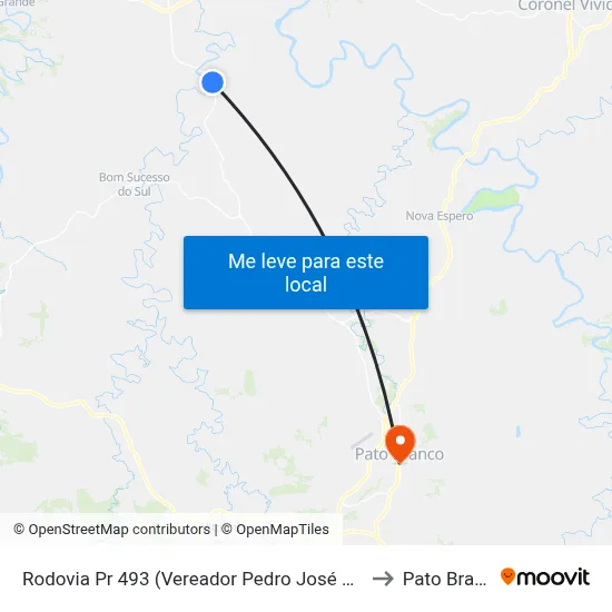 Rodovia Pr 493 (Vereador Pedro José Da Silva) to Pato Branco map
