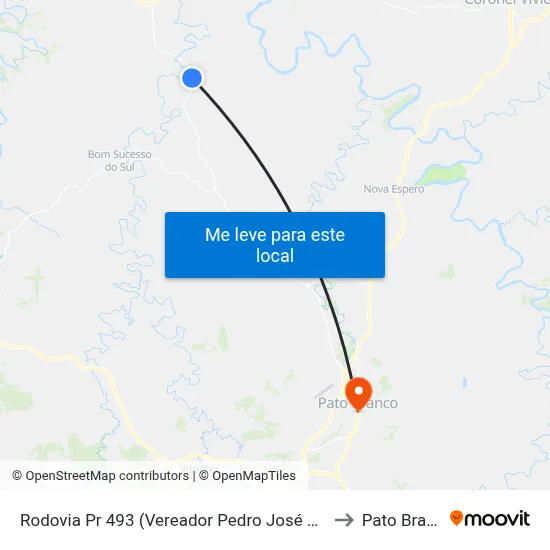 Rodovia Pr 493 (Vereador Pedro José Da Silva) to Pato Branco map