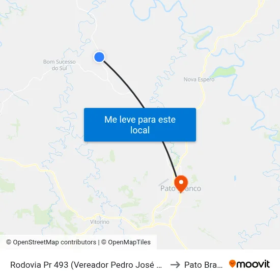 Rodovia Pr 493 (Vereador Pedro José Da Silva) to Pato Branco map