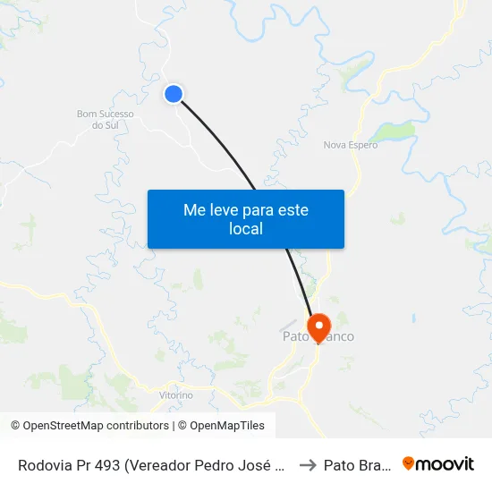 Rodovia Pr 493 (Vereador Pedro José Da Silva) to Pato Branco map