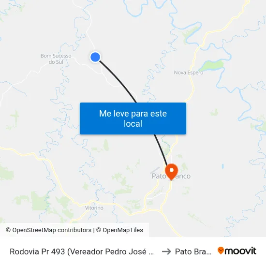 Rodovia Pr 493 (Vereador Pedro José Da Silva) to Pato Branco map