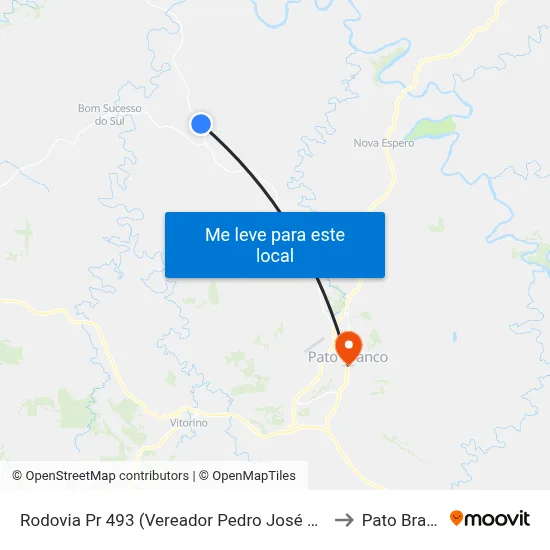 Rodovia Pr 493 (Vereador Pedro José Da Silva) to Pato Branco map