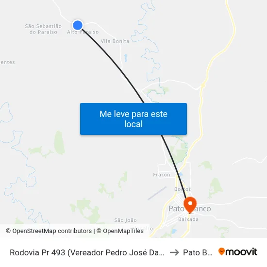 Rodovia Pr 493 (Vereador Pedro José Da Silva) - Alto Paraíso to Pato Branco map