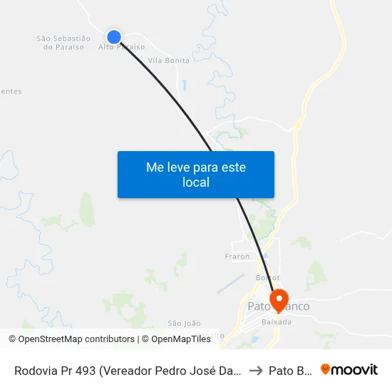 Rodovia Pr 493 (Vereador Pedro José Da Silva) - Alto Paraíso to Pato Branco map