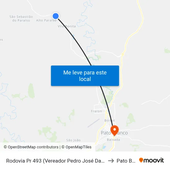 Rodovia Pr 493 (Vereador Pedro José Da Silva) - Sede Gavião to Pato Branco map