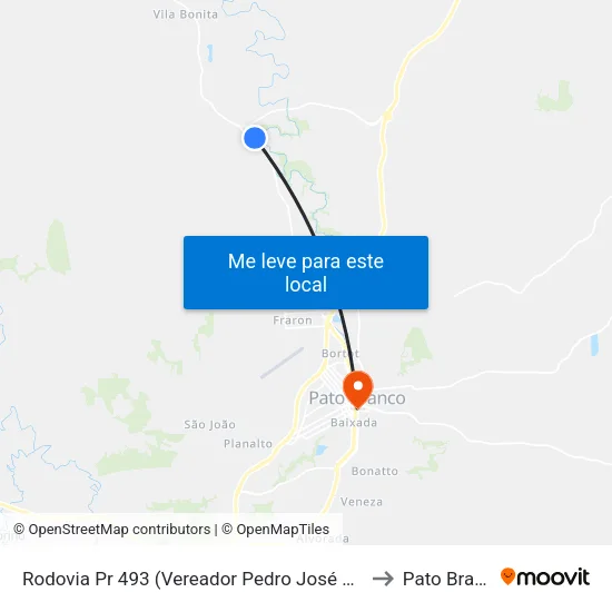 Rodovia Pr 493 (Vereador Pedro José Da Silva) to Pato Branco map