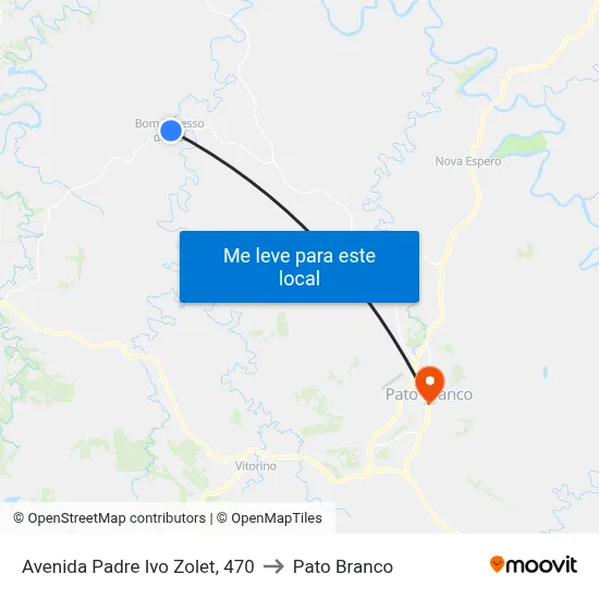 Avenida Padre Ivo Zolet, 470 to Pato Branco map