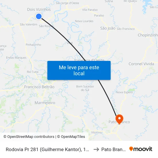 Rodovia Pr 281 (Guilherme Kantor), 1690 to Pato Branco map