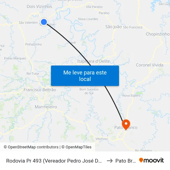 Rodovia Pr 493 (Vereador Pedro José Da Silva) - Nutripar to Pato Branco map