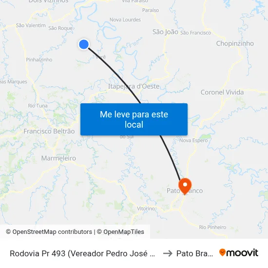 Rodovia Pr 493 (Vereador Pedro José Da Silva) to Pato Branco map