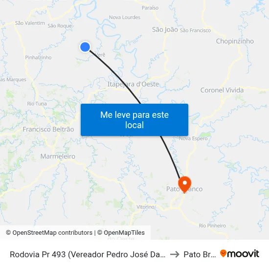 Rodovia Pr 493 (Vereador Pedro José Da Silva) - Plano Alto to Pato Branco map
