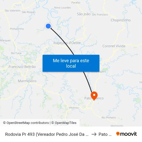 Rodovia Pr 493 (Vereador Pedro José Da Silva) - Cemitério De Verê to Pato Branco map