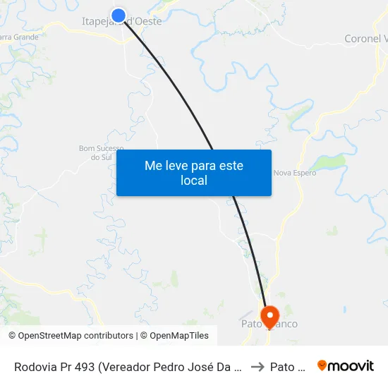 Rodovia Pr 493 (Vereador Pedro José Da Silva) - Capela Santa Luzia to Pato Branco map