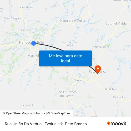 Rua União Da Vitória | Evolua to Pato Branco map