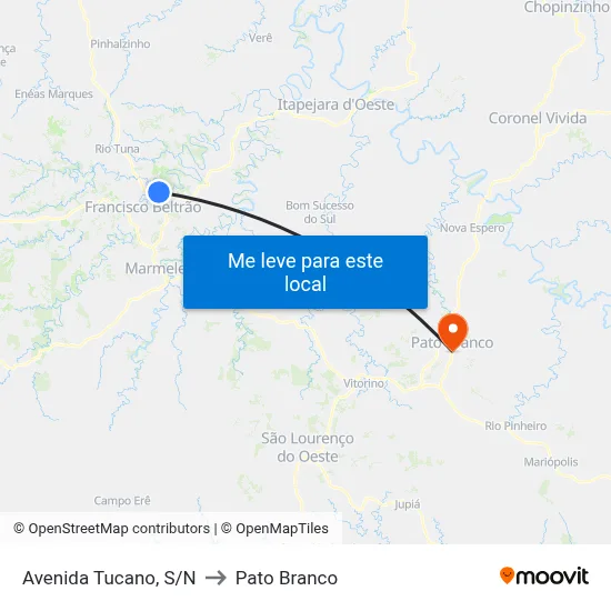 Avenida Tucano, S/N to Pato Branco map