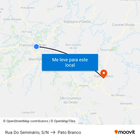 Rua Do Seminário, S/N to Pato Branco map