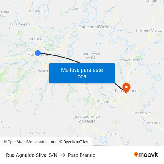 Rua Agnaldo Silva, S/N to Pato Branco map