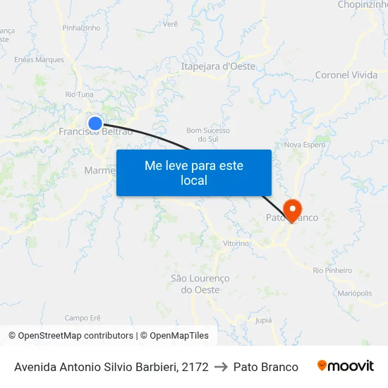Avenida Antonio Silvio Barbieri, 2172 to Pato Branco map