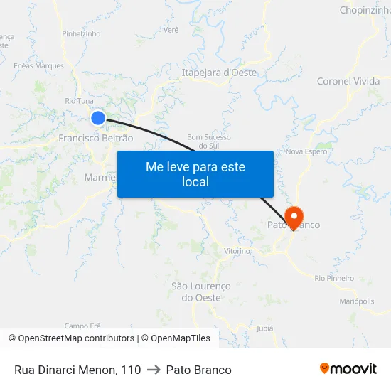 Rua Dinarci Menon, 110 to Pato Branco map