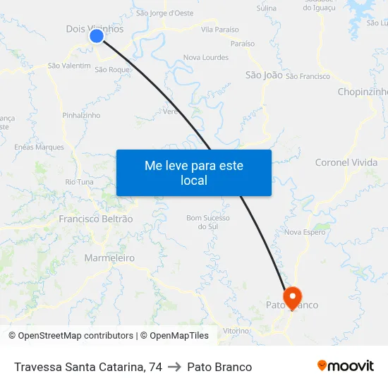 Travessa Santa Catarina, 74 to Pato Branco map