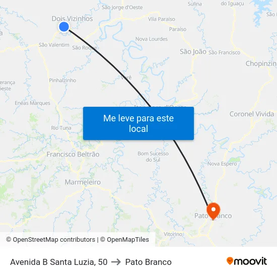 Avenida B Santa Luzia, 50 to Pato Branco map