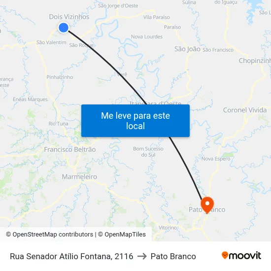 Rua Senador Atílio Fontana, 2116 to Pato Branco map