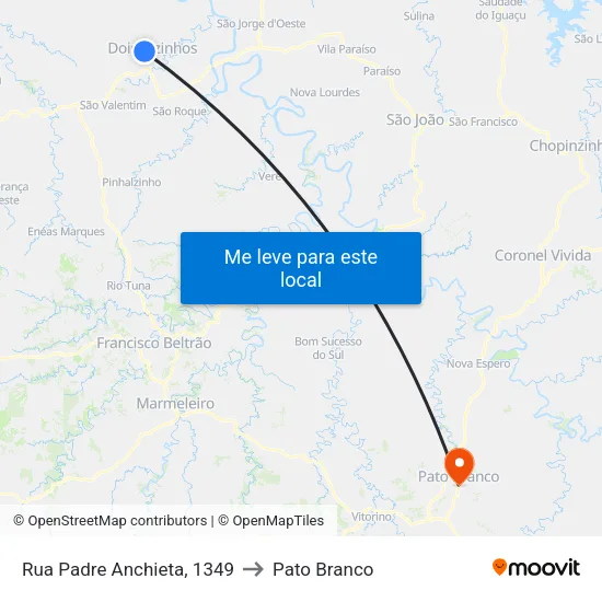 Rua Padre Anchieta, 1349 to Pato Branco map