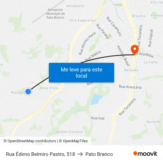 Rua Édimo Belmiro Pastro, 518 to Pato Branco map
