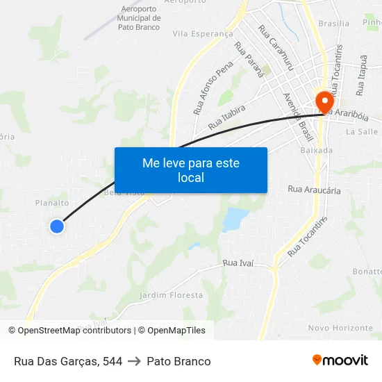 Rua Das Garças, 544 to Pato Branco map