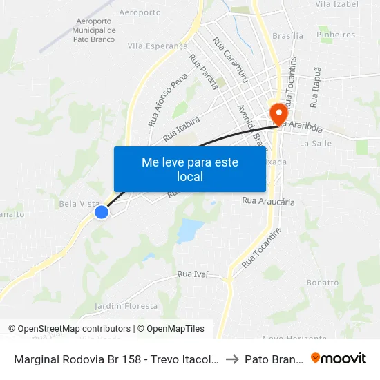 Marginal Rodovia Br 158 - Trevo Itacolomi to Pato Branco map