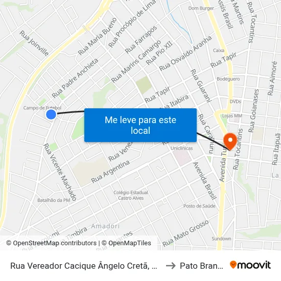 Rua Vereador Cacique Ângelo Cretã, 278 to Pato Branco map