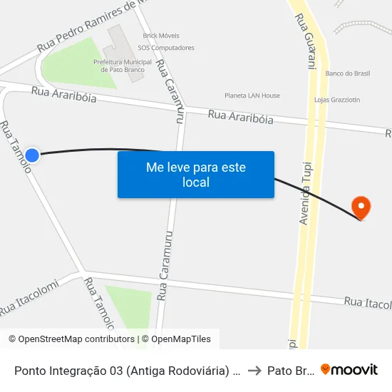Ponto Integração 03 (Antiga Rodoviária) - Rua Tamôio, 536 to Pato Branco map
