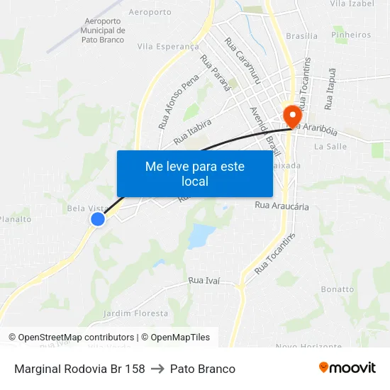 Marginal Rodovia Br 158 to Pato Branco map