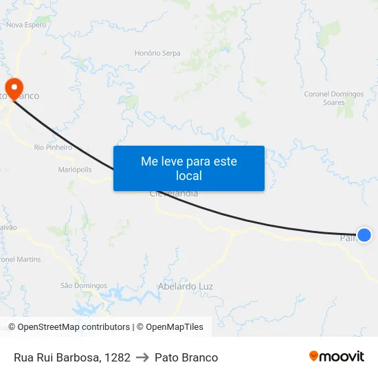 Rua Rui Barbosa, 1282 to Pato Branco map