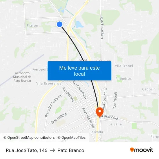 Rua José Tato, 146 to Pato Branco map