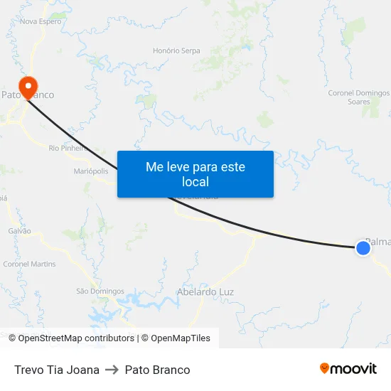 Trevo Tia Joana to Pato Branco map