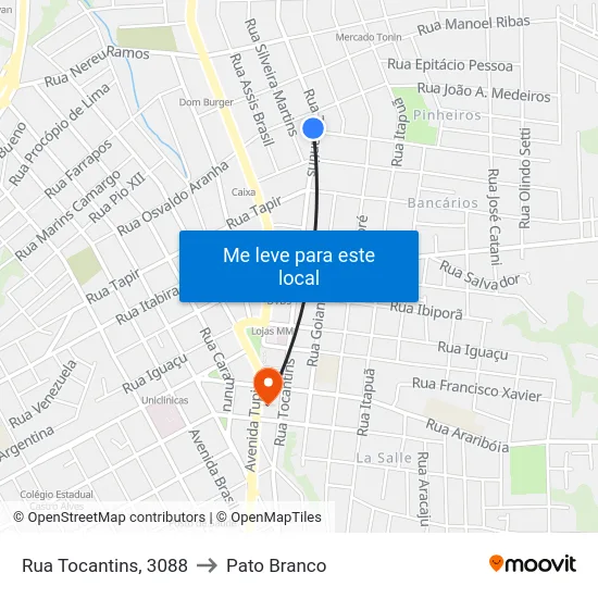 Rua Tocantins, 3088 to Pato Branco map