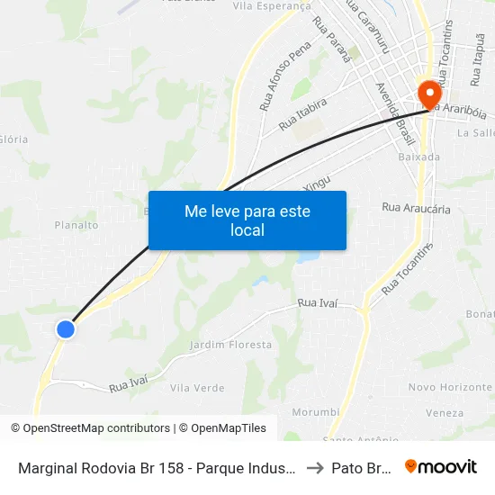 Marginal Rodovia Br 158 - Parque Industrial Planalto to Pato Branco map