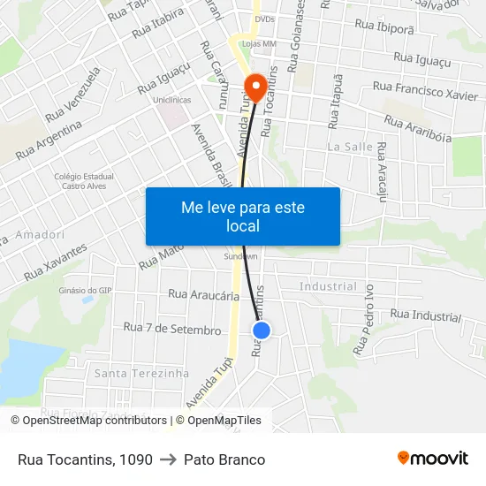 Rua Tocantins, 1090 to Pato Branco map
