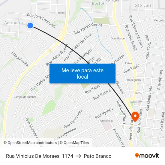 Rua Vinicius De Moraes, 1174 to Pato Branco map