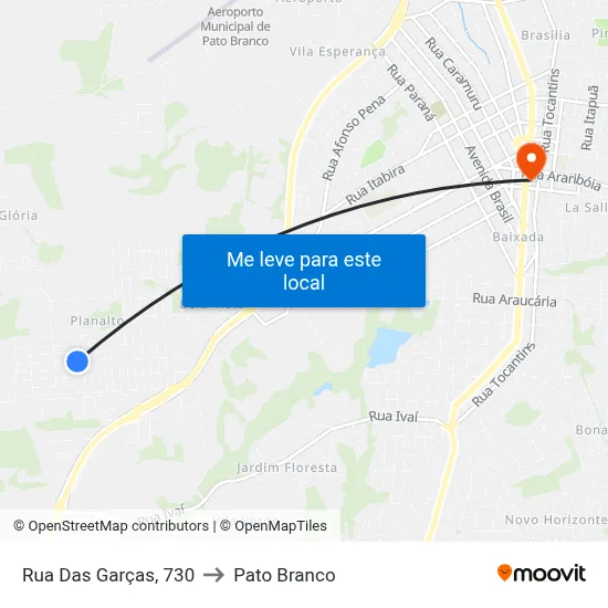 Rua Das Garças, 730 to Pato Branco map