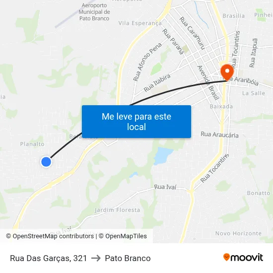 Rua Das Garças, 321 to Pato Branco map