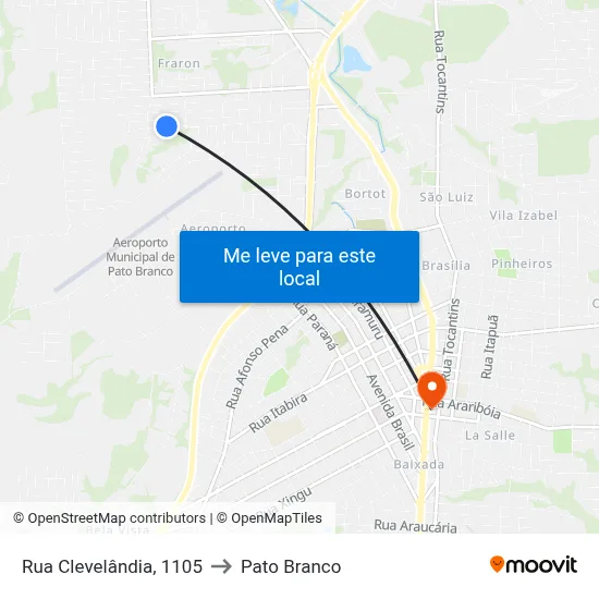 Rua Clevelândia, 1105 to Pato Branco map