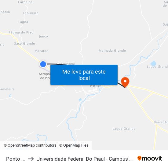 Ponto Da R. Sá to Universidade Federal Do Piauí - Campus Senador Helvídio Nunes De Barros map