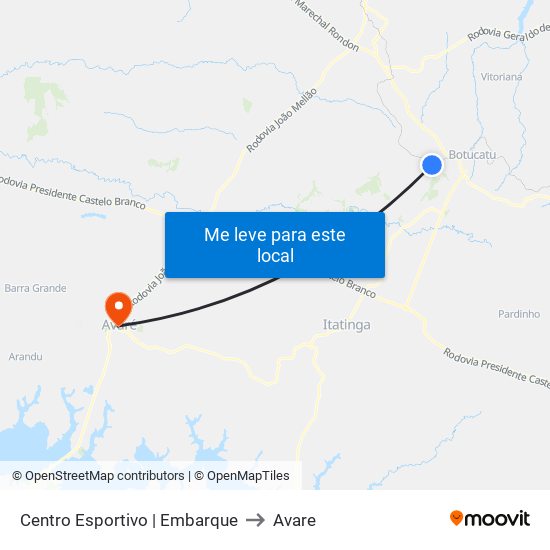 Centro Esportivo | Embarque to Avare map